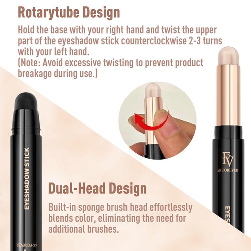 FV Cream Shimmer Eyeshadow Stick，Long Lasting & Waterproof, Multi-Use & High Pigment Eyeshadow Makeup Stick, Pearl Shimmer