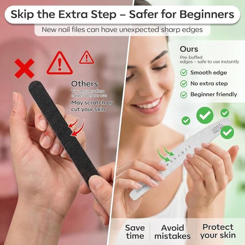 Makartt Nail File - Professional 100/180 Grit Emery Boards | 10 Pcs Zebra Double-Sided Coarse Fingernail Files for Acrylic & Gel Removal