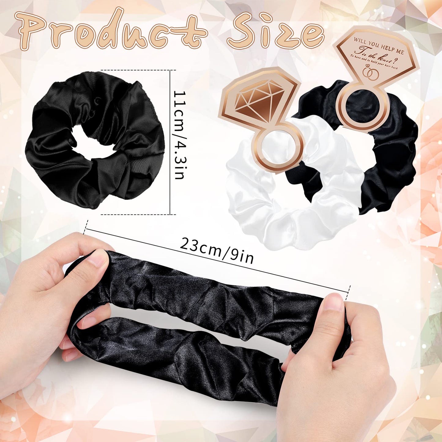 Bridesmaid Scrunchies 12pcs Satin Proposal Gifts Elastics Hair Ties Bachelorette Soft Scrunchy Hair Bands Hair Styling Accessories Party Favors for Wedding Parties Bridal Shower