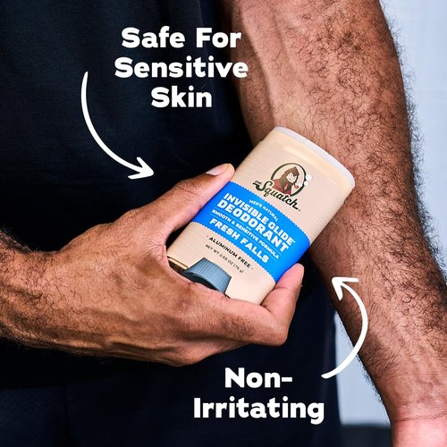 Dr. Squatch Invisible Glide Natural Men’s Deodorant - Smooth, Stain-Free Formula - Aluminum-Free, Sensitive Skin - Fresh Falls & Wood Barrel Bourbon - 2.65oz (2-Pack)