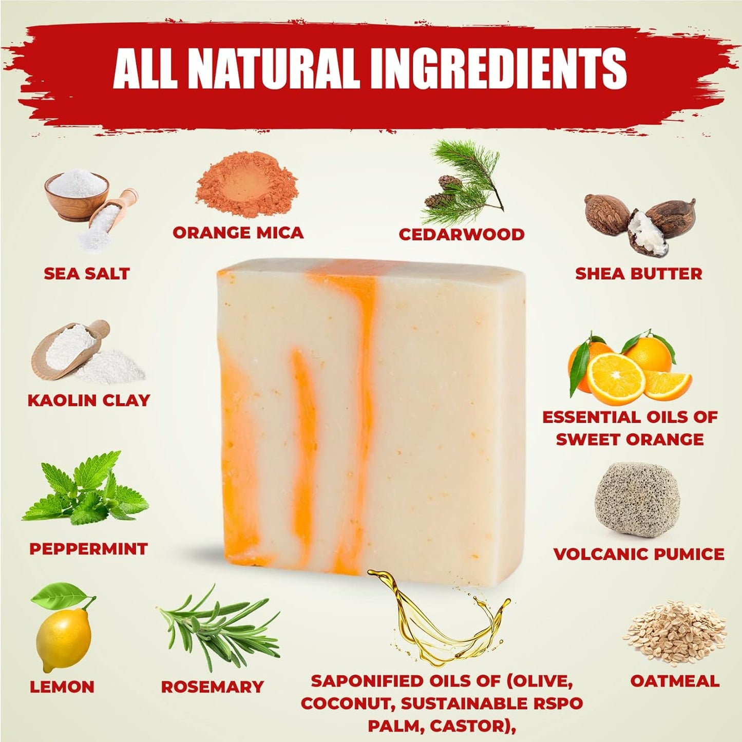 Skiennix All-Natural Bar Soap for Men - Handmade Citrus Cedarwood Scrub | Organic Ingredients, Daily Use