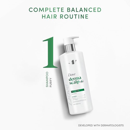 Dove Derma Scalp Shampoo - Oil Control Formula for Gentle Build-Up Removal | 16 oz
