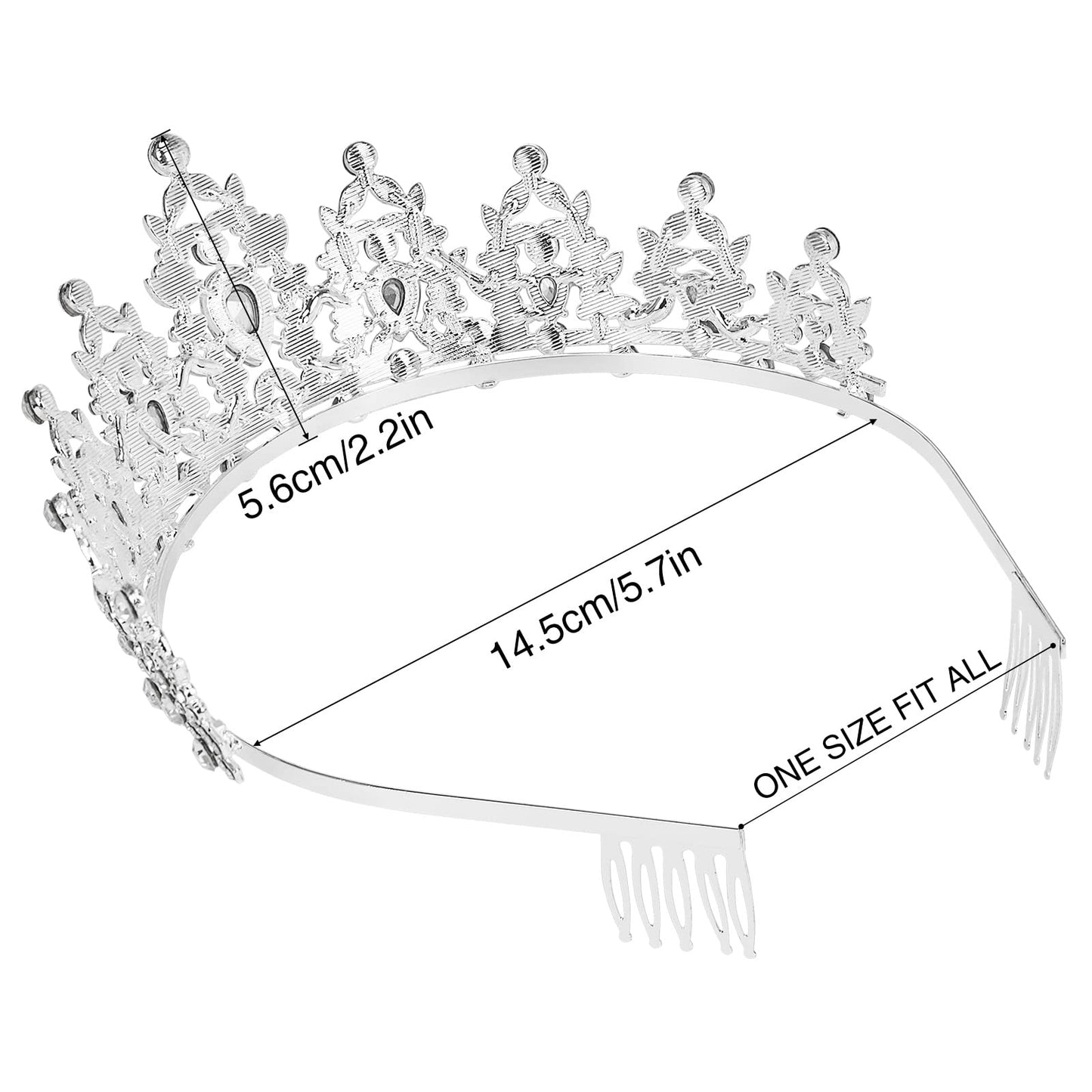 Makone Queen Crown and Tiara Princess Crown with Combs for Women Girls Clear Crystal Headbands for Bridal, Gothic Halloween Costumes for Prom Wedding Birthday Party(Silver)