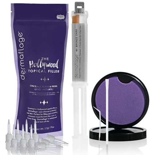 Dermaflage Scar Filler Kit - Waterproof Concealer for Deep Scars & Wrinkles - Bronze Dark, 1 Month Supply