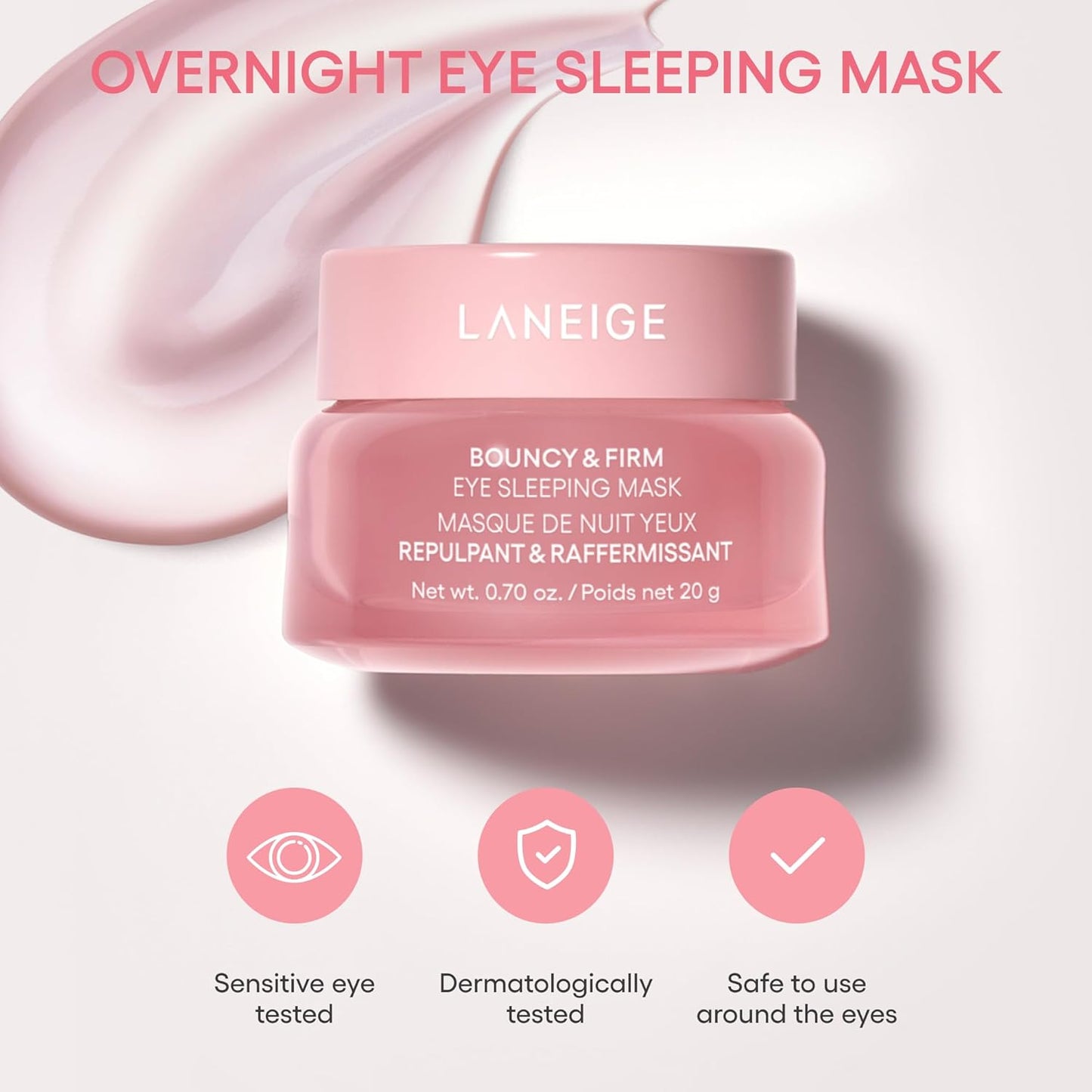 LANEIGE Eye Sleeping Mask - Bouncy & Firm Formula with Peony, Collagen, Ceramide & 5D Hyaluronic Acid