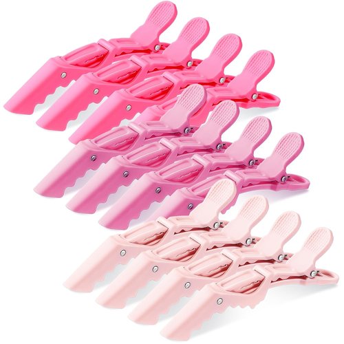 Havawish 12 Pcs Matte Alligator Hair Clips - Stylish Hair Sectioning Clips for Women | Pink