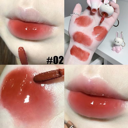 3Psc Rabbit Key chain Jelly Lip Glaze,Moisturising Crystal Keychain 2 in 1Lip Glow Gel,Sparkling Lipgloss Liquid Lipstick Set, Hydrating Sweet Lip Gloss Set