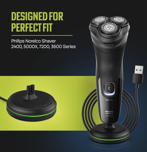Philips Norelco Charging Stand - Dock with LED Indicator & USB Cable for 2400, 5000X, 7200, 3600 Series