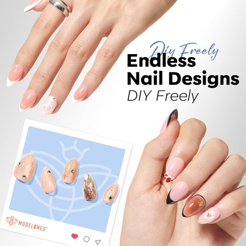 modelones Short Almond Nail Tips, 360pcs Pre-etched Clear Soft Press On Fake Nails Full Cover Half Matte Acrylic Gel Tips Extension for Salon & Home Use 15 Sizes