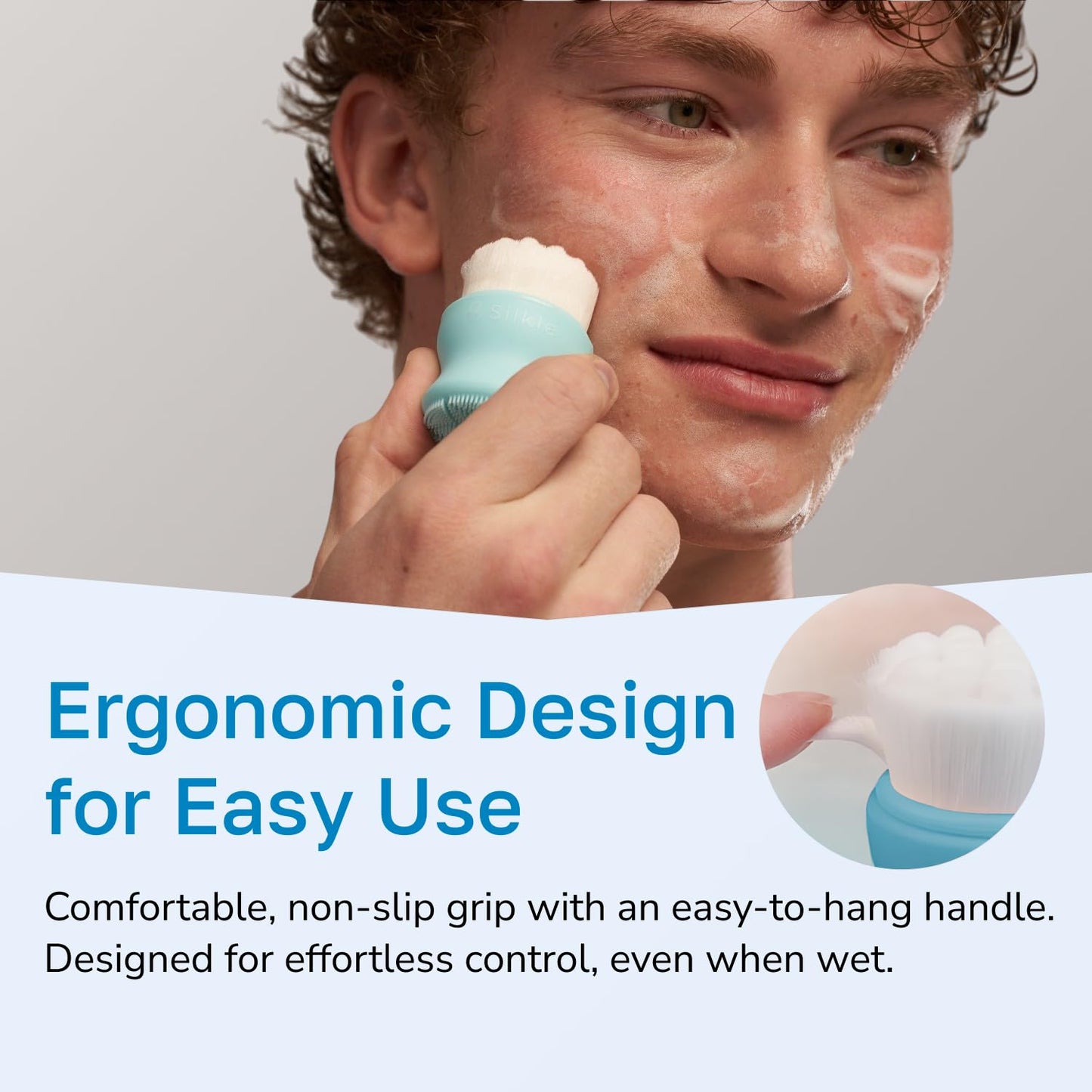 SILKLE Silicone Face Scrubber - Versatile Skincare Essential for Gentle Facial Cleansing, Exfoliation and Scrub - Exfoliating Face Wash and Cleanser Brush for Your Skin - 2 Pack - Blue