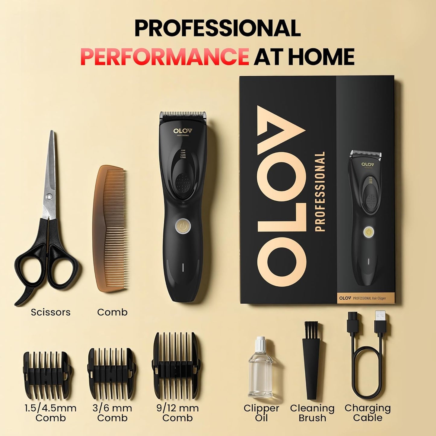 Skiennix Hair Clippers - Cordless Clipper Kit with Adjustable Lengths & 2-Speed Settings - Rechargeable (Black)