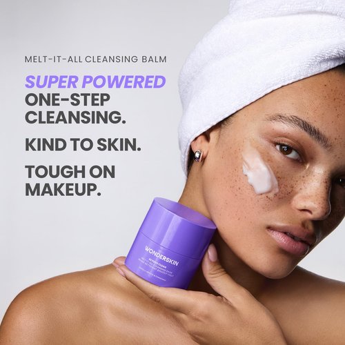 Wonderskin Cleansing Balm - Melt It All Balm to Milk Makeup Remover, Gentle Hydrating Face Cleanser with Centella and Chamomile