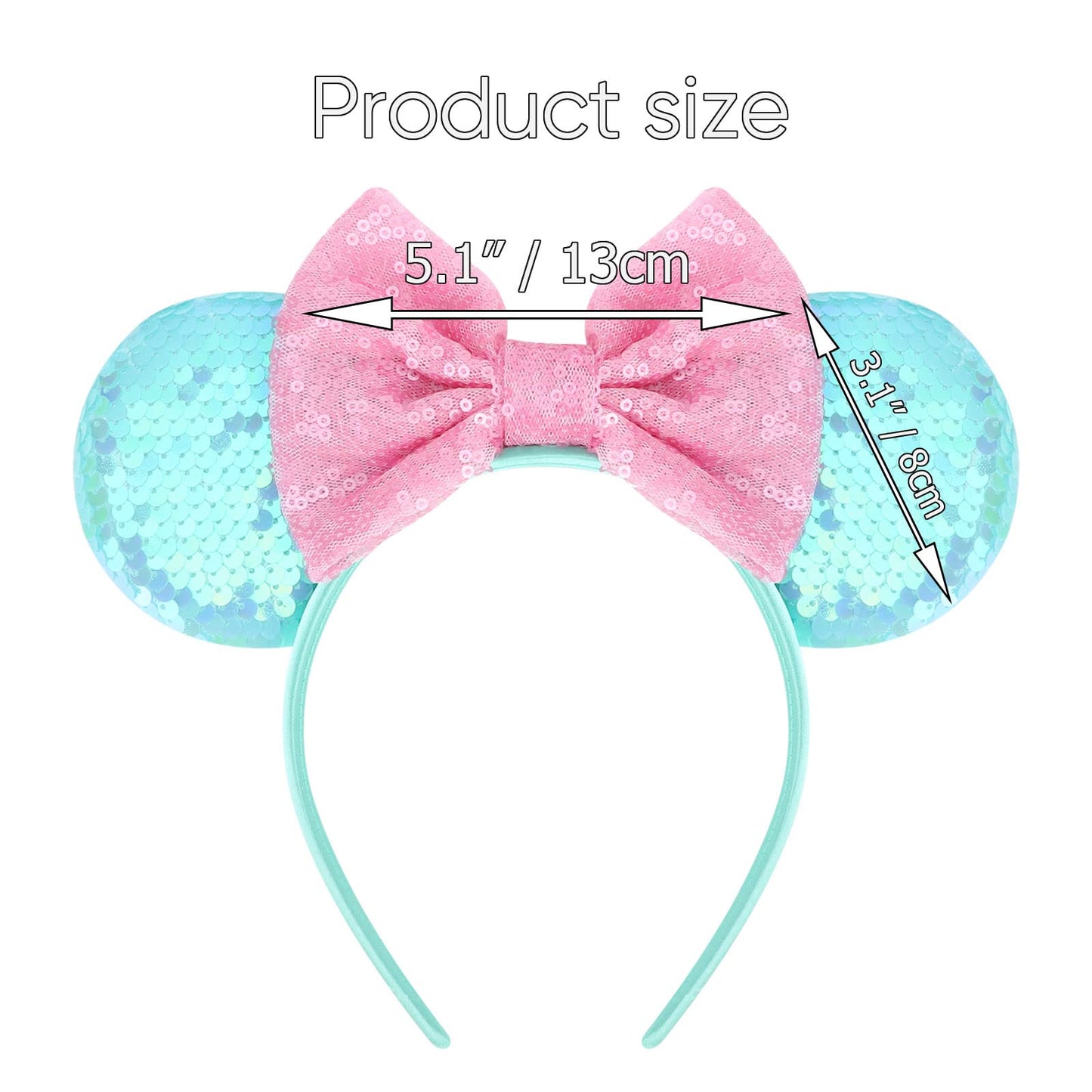 DRESHOW Mouse Ears Bow Headbands Glitter Party Decoration Cosplay Costume for Girls & Women