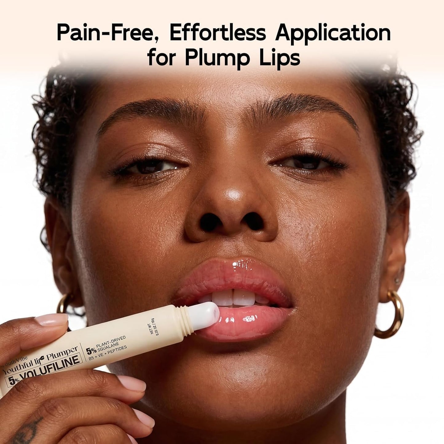 YouthVibe Lip Serum & Gloss - Hydrating 5% Volufiline Formula with Shea Butter & Collagen | Clear, Non-Sticky Essence for Fuller Lips