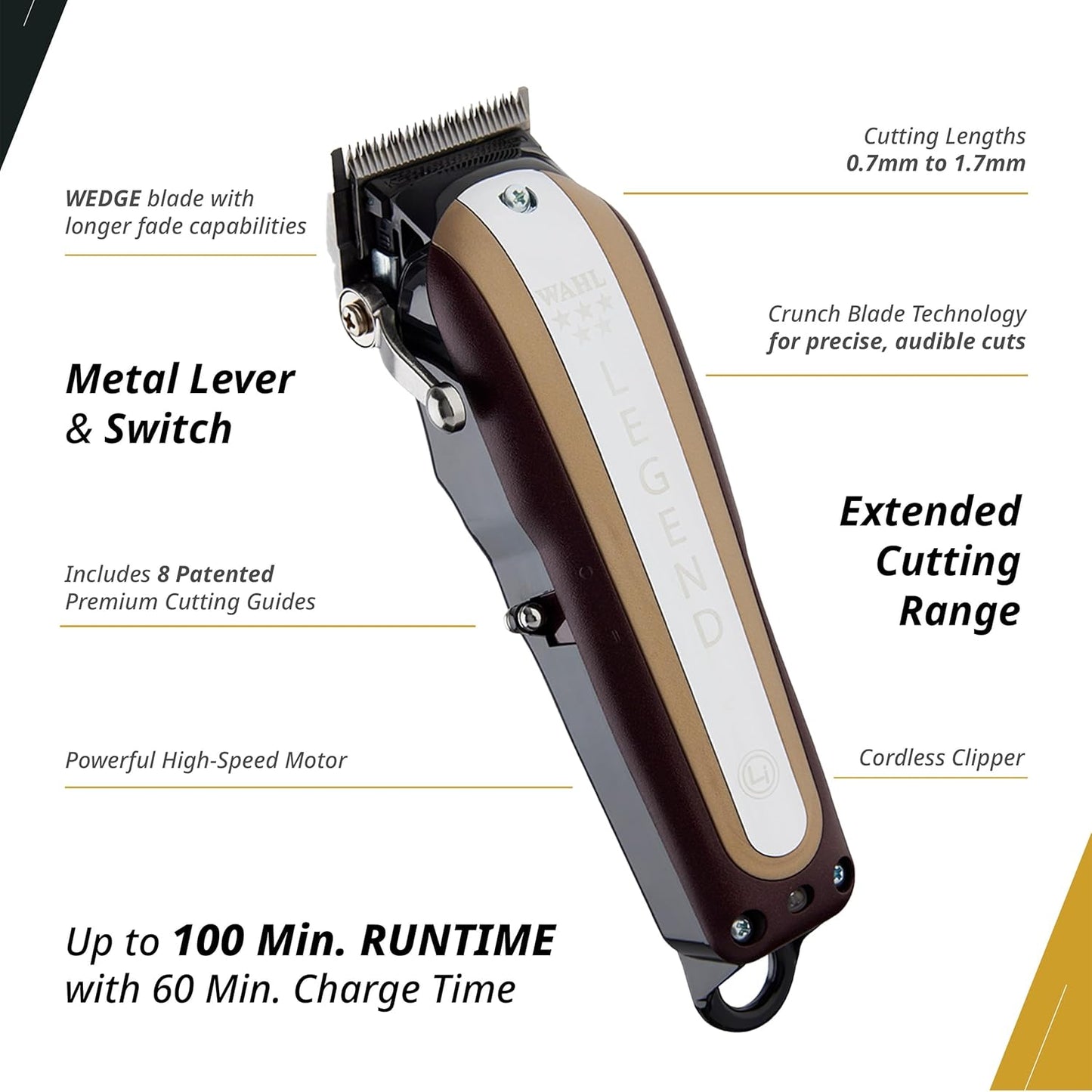 Wahl Professional 5 Star Series Cordless Legend Clipper - High-Performance Hair Cutting Tool | 100-Minute Run Time