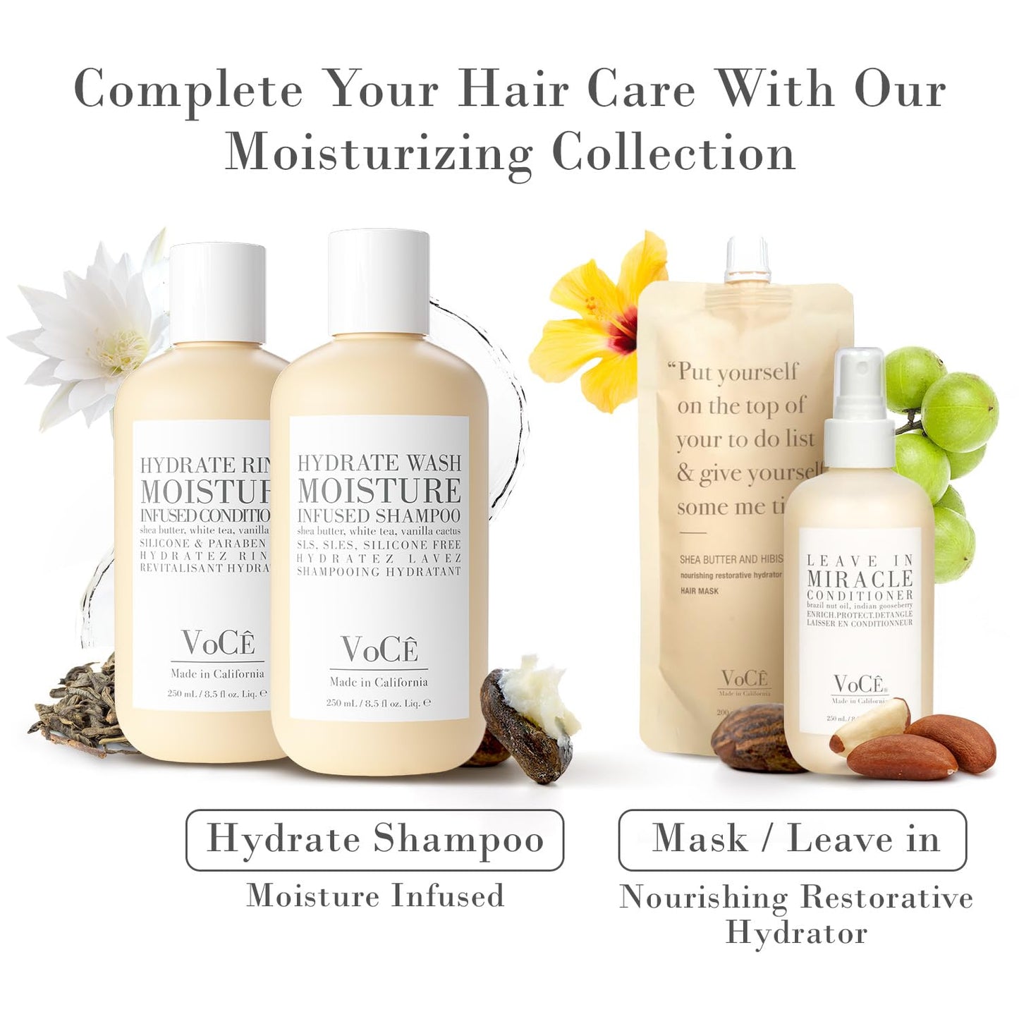 VoCÊ Haircare Natural Hydrating Conditioner - Deep Moisturizing, Anti-Frizz Formula | Vegan & Sulfate-Free, 8.5 oz