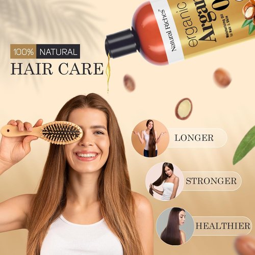 Natural Riches Organic Argan Oil - 16oz Deep Moisturizing Serum for Dry, Damaged Hair & Skin