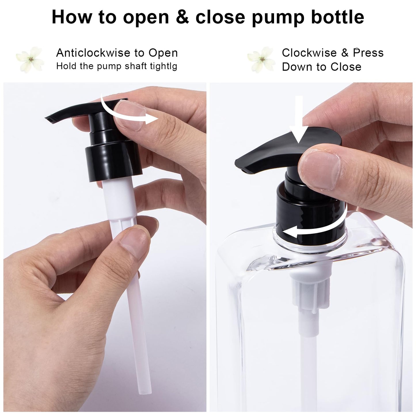 Yebeauty 2 Pack Pump Bottle Dispenser, 6.8oz 200ml Clear Refillable Shampoo and Conditioner Bottles Dispenser, Empty Plastic Shower Hand Soap Dispenser Lotion Container for Bathroom Kitchen