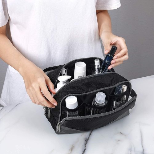 Gonex Travel Toiletry Bag - Durable Nylon Shaving Organizer in Classic Black