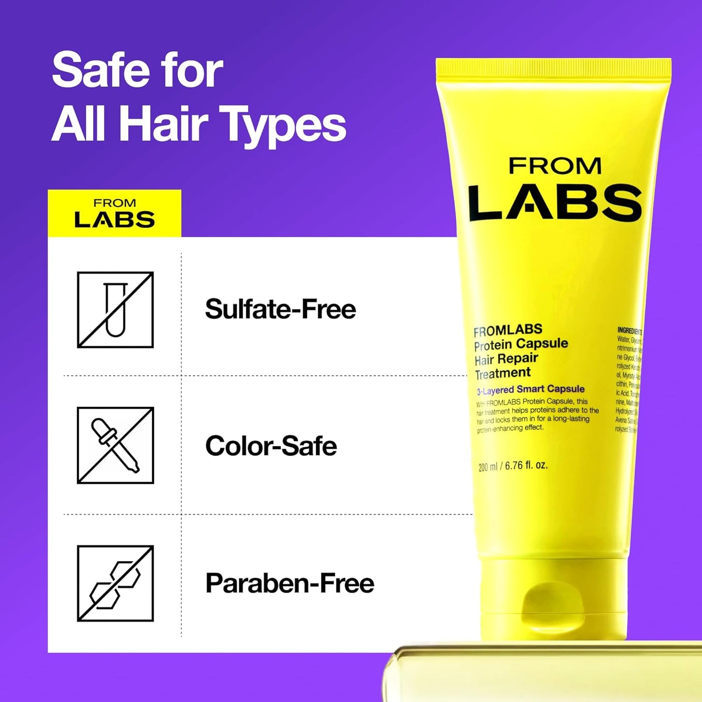 FROMLABS Protein Capsule Hair Repair Treatment - 3-Minute Keratin Mask for Damaged Hair | 6.76 fl oz