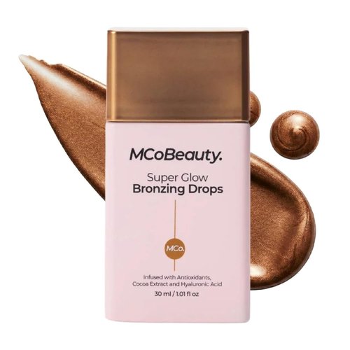 MCoBeauty Super Glow Bronzing Drops - Sun-Kissed Liquid Bronzer with Golden Shimmer - Hydrating Face Tint with Jojoba Oil & Hyaluronic Acid