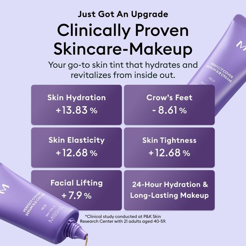 MISSHA M PERFECT COVER SERUM BB CREAM No.13 Light Fair- Fair with Cool Undertone, Skin Tint, Tinted Moisturizer, Skin Care Foundation Makeup, Korean Makeup,1.18 Fl oz