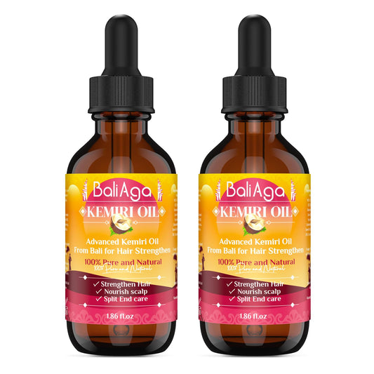 Bali Aga Kemiri Oil - Strengthening and Nourishing Hair Treatment, Split End Care, Plant-Based Comfort for Scalp, 2 Bottles