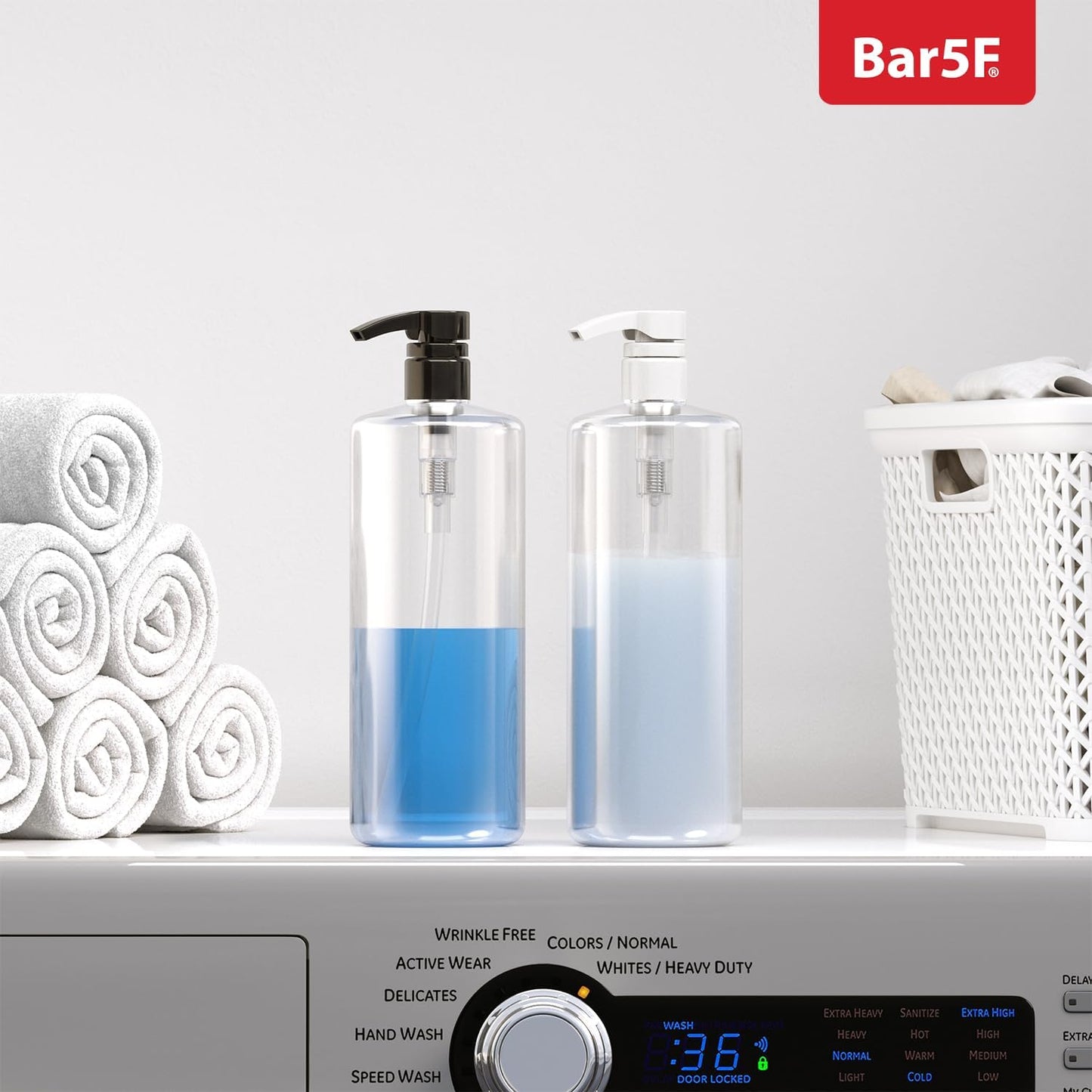 Bar5F Shampoo & Conditioner Pump Dispenser - 1-Liter Capacity for Professional Salon Use | White & Black