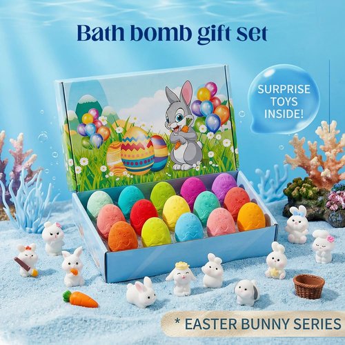 Kids Bath Bombs with Surprise Inside, 2026 New 15-Pack Bunny Series Bath Bombs, Creative Bubble Bath Fizzies for Kids, Fun Bath Bomb Gift Pack for Children