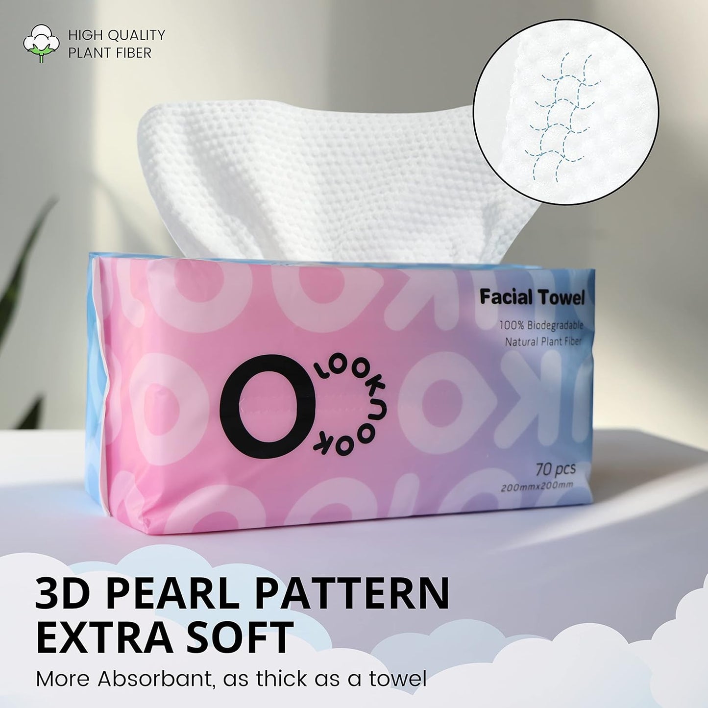 Skiennix Disposable Face Towels - 50% Thicker, Soft for Sensitive Skin | 70 Count, 6 Pack