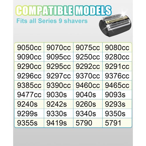 92S Electric Shaver Head Replacement Compatible with Braun 9 Series Foil Shaver 9477cc,9330s,9465cc,9460cc,9419s,9390cc,9385cc