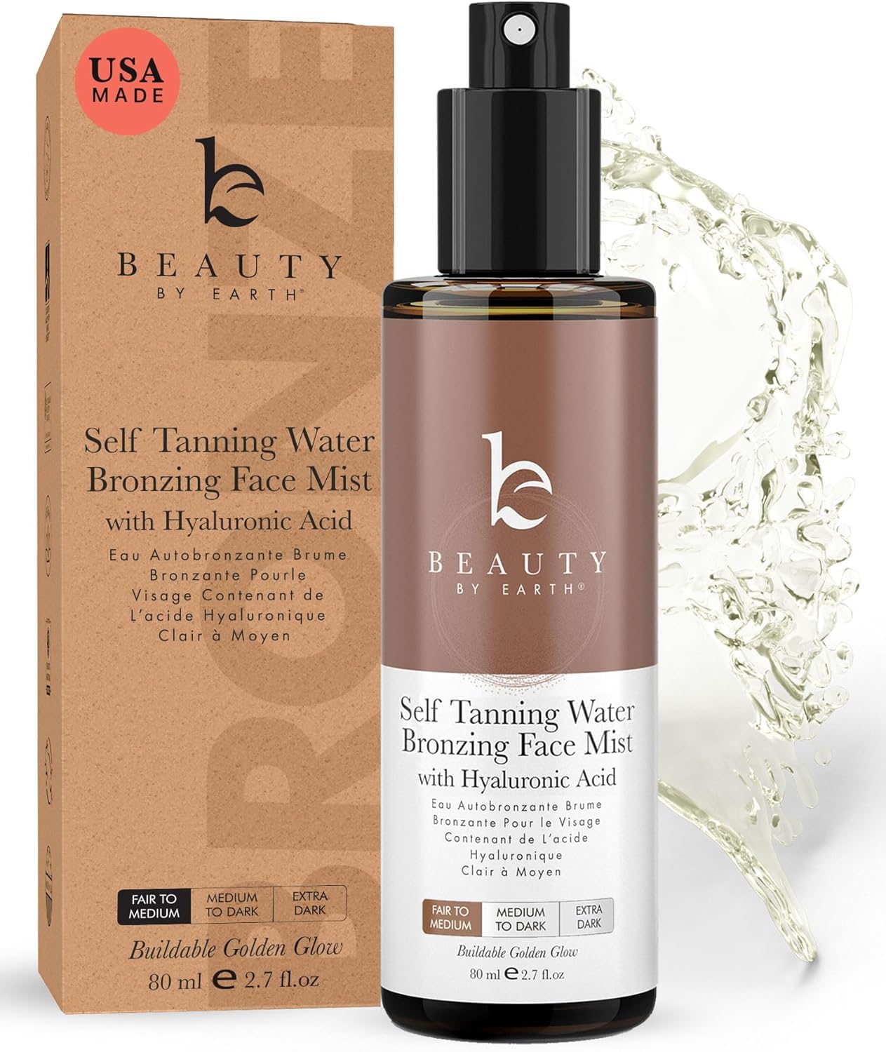 Skiennix Bronzing Face Tanner Spray - Sunless Tanning Water with Natural Ingredients | USA Made