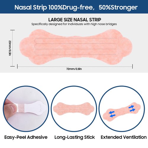 80Pcs Nasal Strips for Snoring - Strong Adhesion Nose Strips for Breathing - Improves Sleep with Nasal Congestion Relief - All Day Use for Sports and Sleep