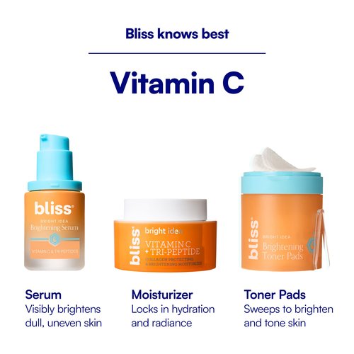 Bliss Vitamin C + Tri-Peptide Brightening Moisturizer | Squalane & Hydration Boosters | Anti-Aging Face Cream for Collagen and Elasticity | Clean Vegan & Cruelty Free 1.7 fl oz