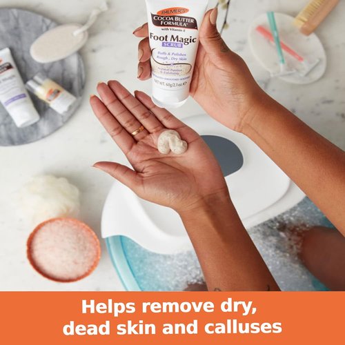 Palmer's Cocoa Butter Formula Foot Magic - Exfoliating Foot Scrub with Vitamin E for Dry Feet | 2.1 Ounce