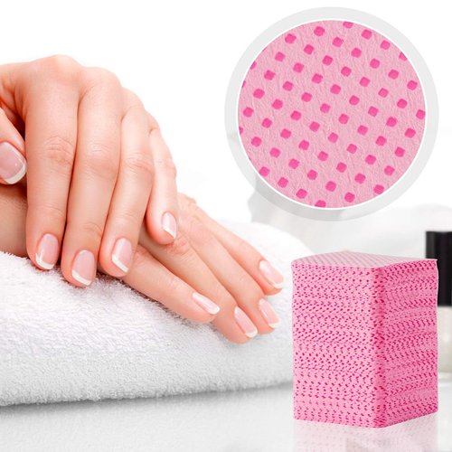 MAQIHAN 600 Lint Free Nail Wipes - Pink Nail Polish Remover Wipes Lint Free Nail Wipes Pads for Gel Nails No Lint Nail Glue Wipes Eyelash Extensions Toallitas Para Uñas Sin Pelusa Nail Supplies
