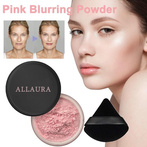 Allura Beauty Blurring Powder, Allura Beauty Blurring Powder, Blurring Setting Powder, Beauty Pink Setting Pink Powder Loose Setting for All Skin Tones (Pink-2Pcs)