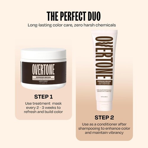 Overtone Espresso Brown Semi-Permanent Hair Color Conditioner - Nourishing & Damage-Free | 8 oz, Vegan & Cruelty-Free