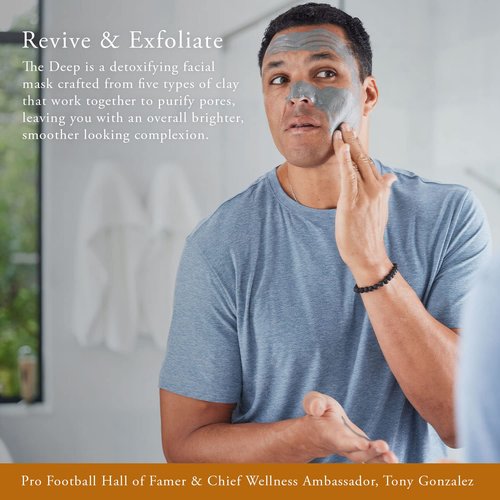 Caldera + Lab The Deep | Men's Organic Hydrating Clay Face Mask - Vegan, Natural Exfoliating Treatment for All Skin Types