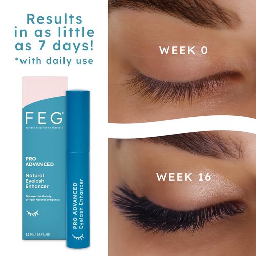 FEG Pro Advanced Natural Eyelash Enhancer Serum for Rapid Lash Growth | Extra Strength Lash Serum for Growing Thick, Full, and Long Eyelashes | 3ml | Stimulates Natural Growth