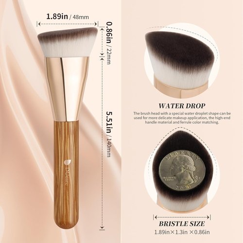 DUcare Angled Foundation Brush - Flawless Makeup Application with Dense Bristles for Precise Blending