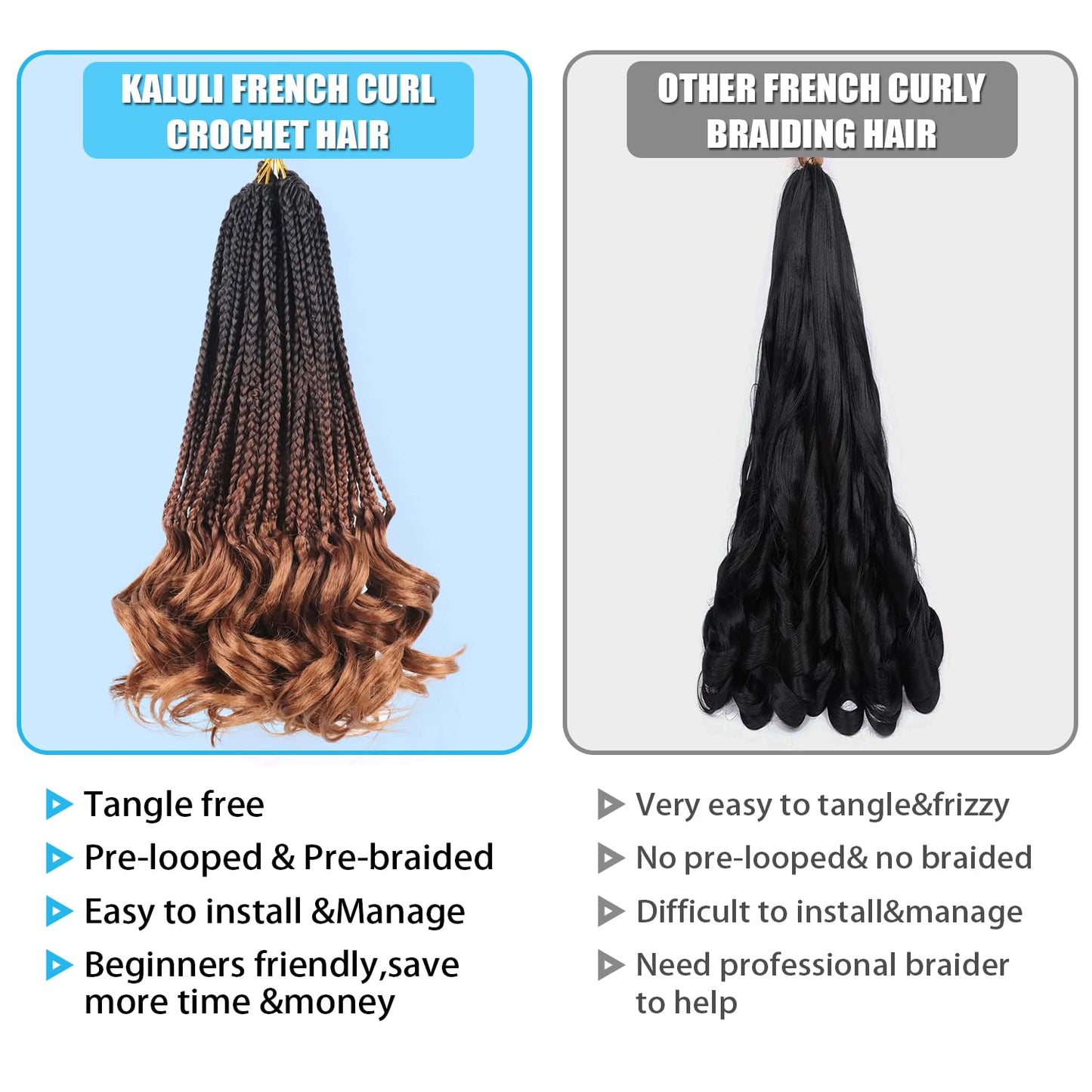 Crochet Hair 1B/33/30 Crochet Braids Goddess Box Braids Crochet Hair for Women French Curl Braiding Hair Knotless Crochet Braids 14 Inch Pre Looped Layered Curly Braiding Hair Extensions(7 Packs)