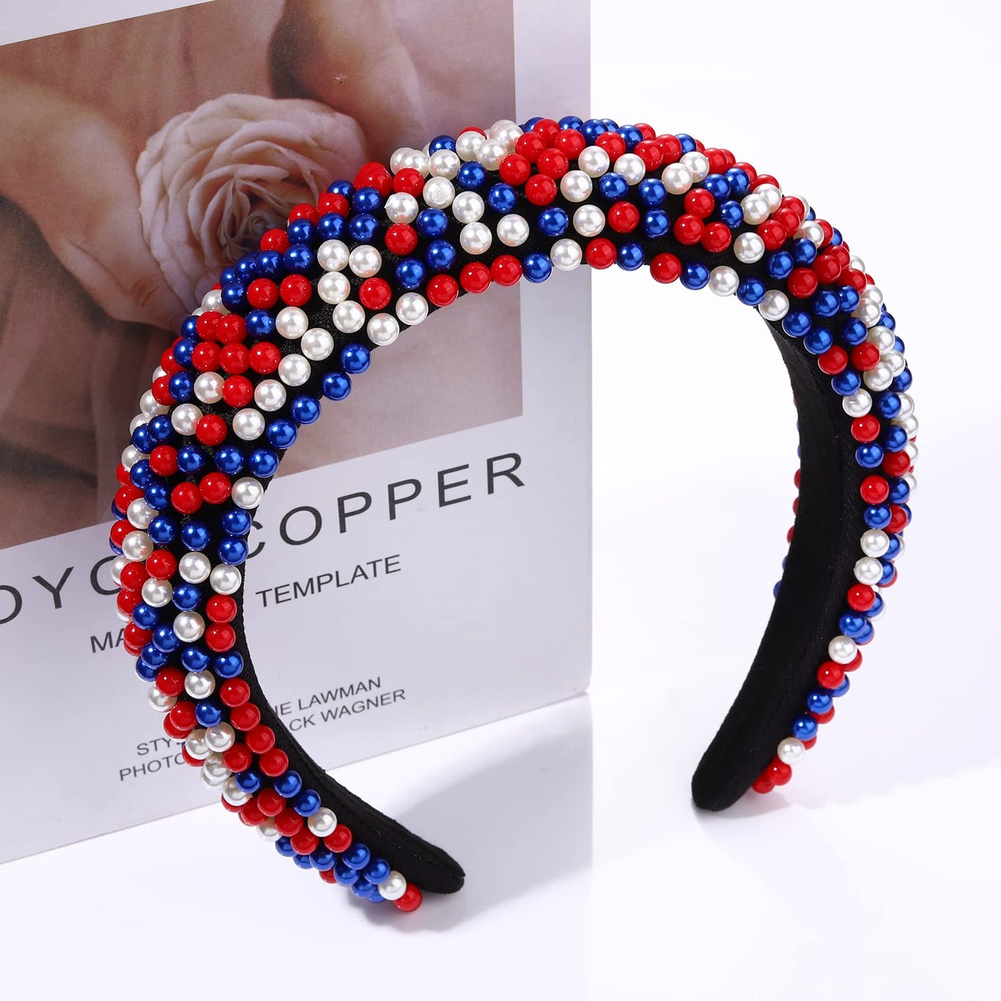 4 th of July Headband for Women American Flag Red White and Blue Beaded Headband USA Patriotic Headpiece Party Favor Gifts