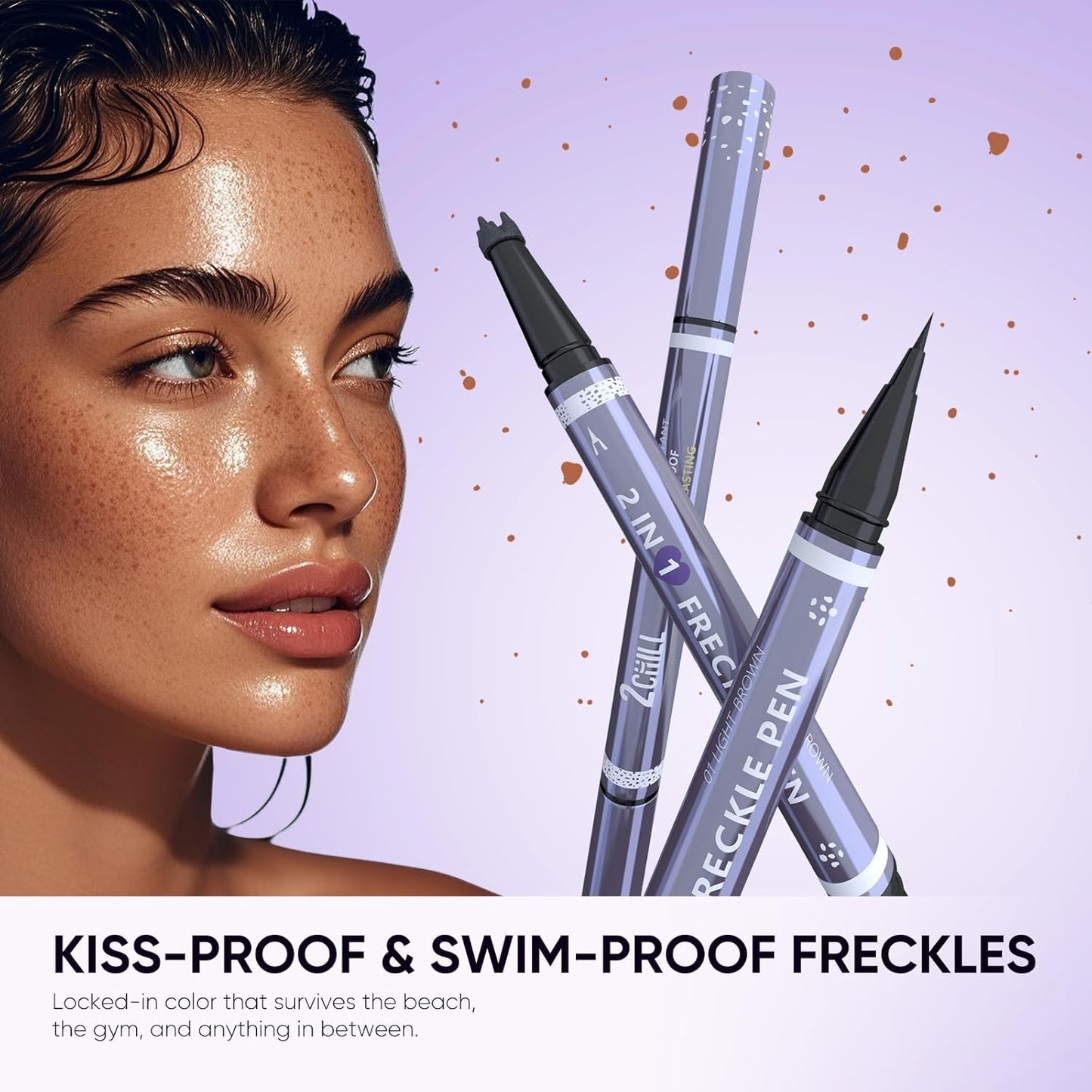 2CHILL Dual Ended Freckle Pen - 2-in-1 Microblading & Eyebrow Pen | Waterproof Natural Freckles (02 Brown)