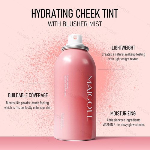KYDA Liquid Blush Spray - Natural Pink Face Mist for Dewy Glow | Lightweight, Buildable Coverage, 1.69 Fl Oz