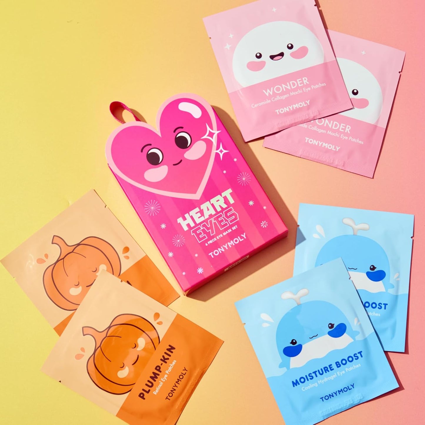 TONYMOLY Hydrogel Eye Mask Set - 6 Assorted Masks for Fine Lines, Dark Circles & Moisturizing | Collagen & Hyaluronic Acid