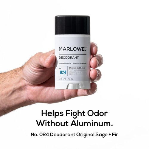 Marlowe. Men's Deodorant Stick - Aluminum Free, Clean Vegan Formula with Coconut Oil & Shea Butter, 2.5 oz - Fresh Sage & Fir Scent