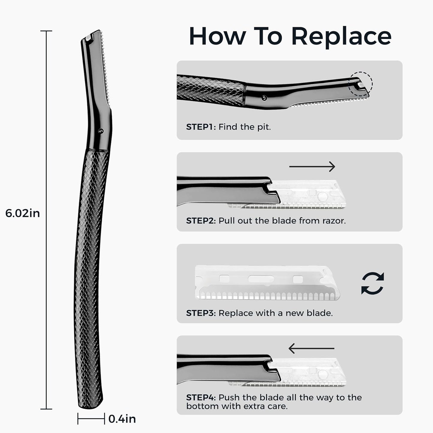 ZOMCHI Eyebrow Razor - Precision Face Trimmer for Men & Women with 6 Blades | Black