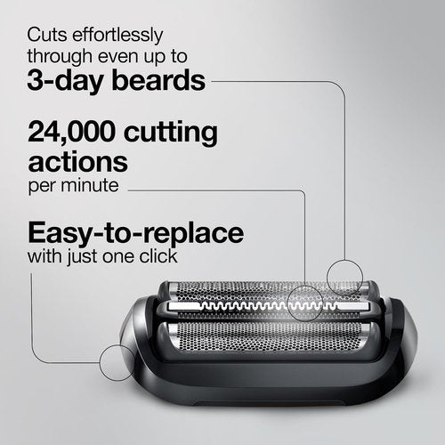 Braun Series 5 53B Electric Shaver Head - Compatible with Series 5 & 6 Shavers, Black