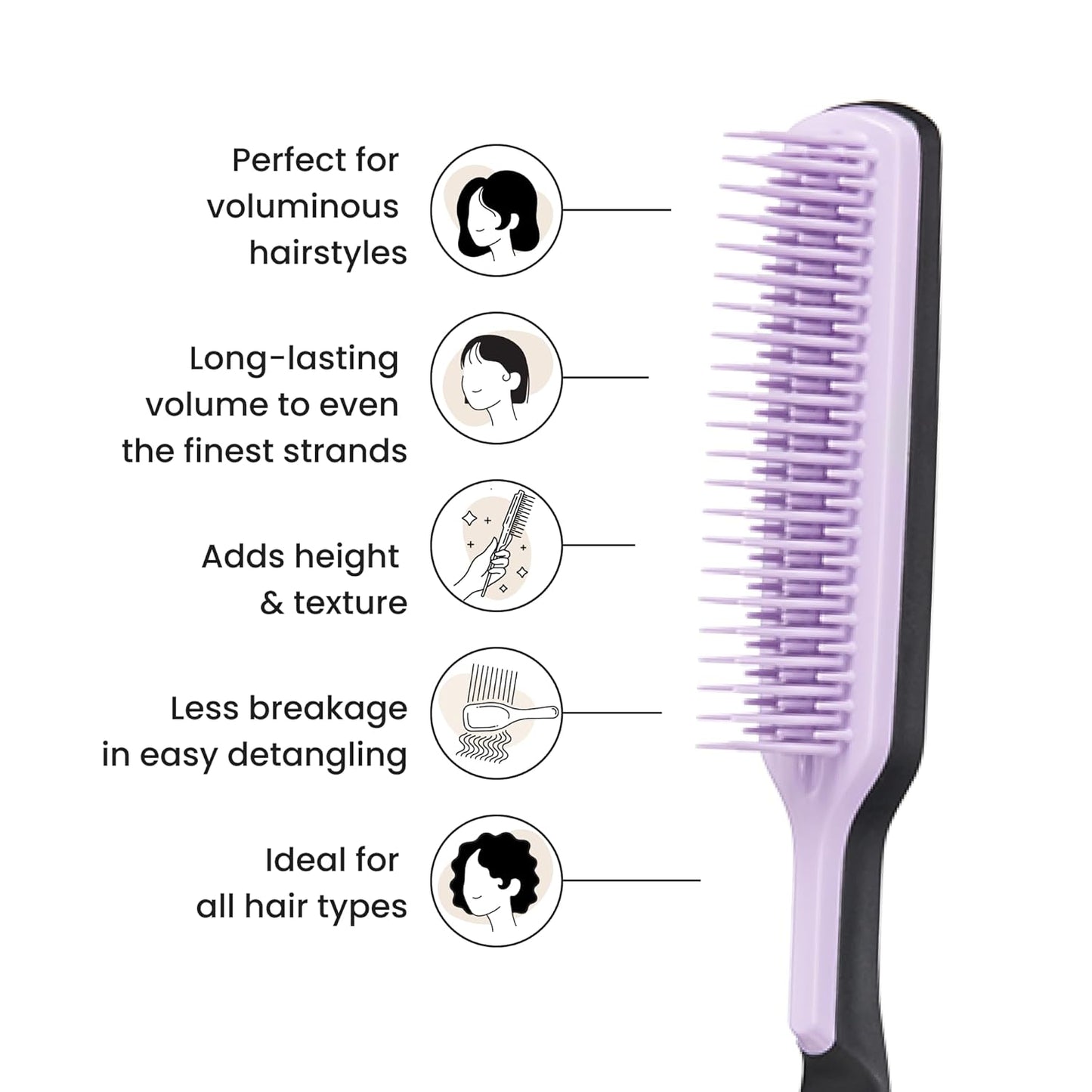 Tangle Teezer The Ultimate Volumizer Comb, Teasing Comb with Two-Tiered Teeth for Volume & Texture, and All Hair Types, Lilac & Black